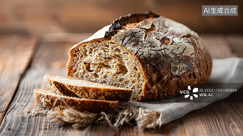 【AI数字艺术】桌子上面包的特写镜头图片素材