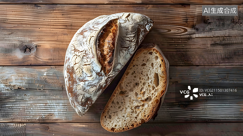 【AI数字艺术】木桌子上面包的特写镜头图片素材