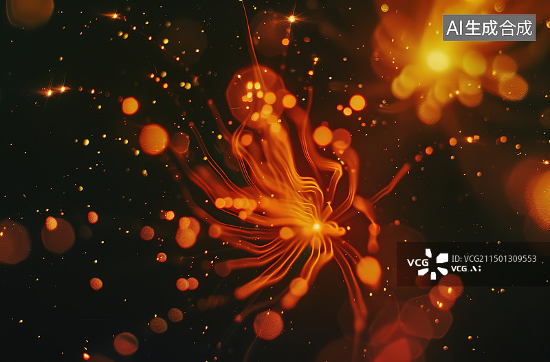【AI数字艺术】夜空中照亮的火花的特写镜头图片素材