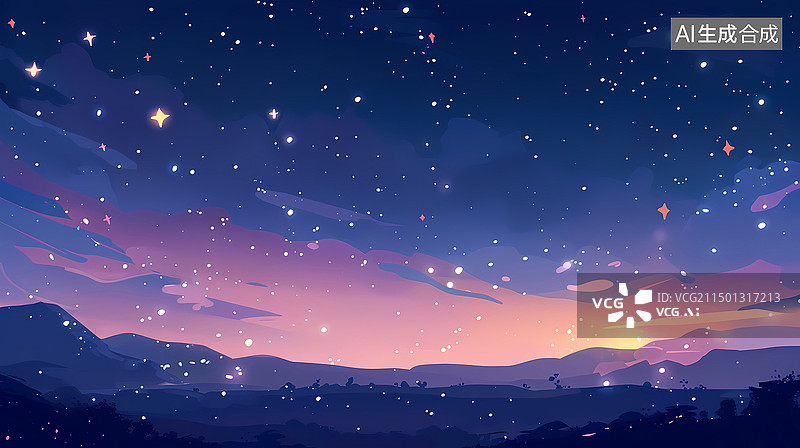 【AI数字艺术】梦幻星空插画图片素材