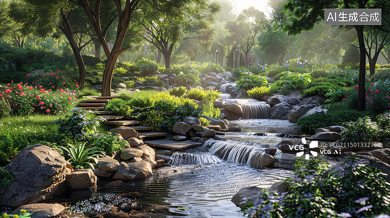 【AI数字艺术】园林景观设计效果图图片素材
