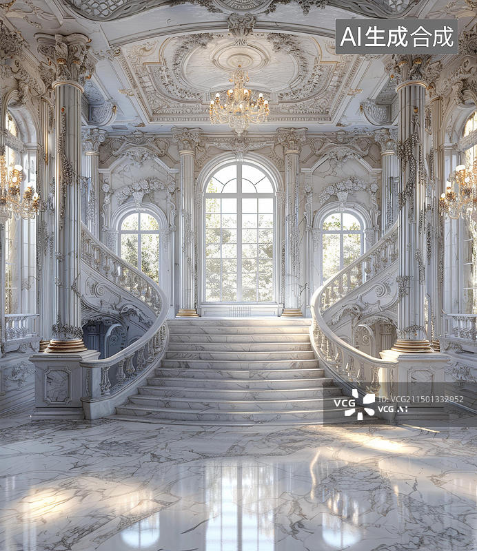 【AI数字艺术】洛可可的富丽堂皇：优雅与优美的挂毯图片素材