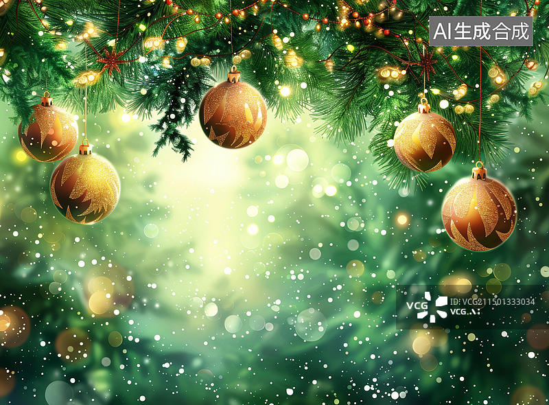 【AI数字艺术】圣诞节装饰的圣诞树图片素材