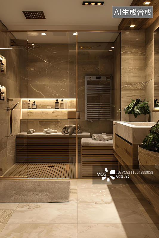【AI数字艺术】豪华酒店的浴室图片素材
