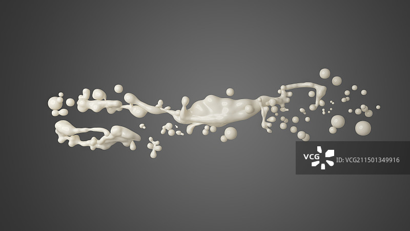 漂浮在空中的牛奶浪花球在灰色渐变背景图片素材