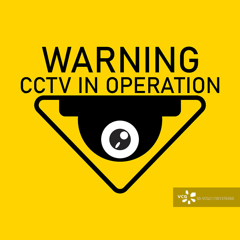 运行中监控警告标志图片素材