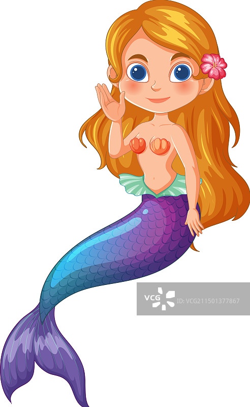 色彩鲜艳的友善美人鱼图片素材