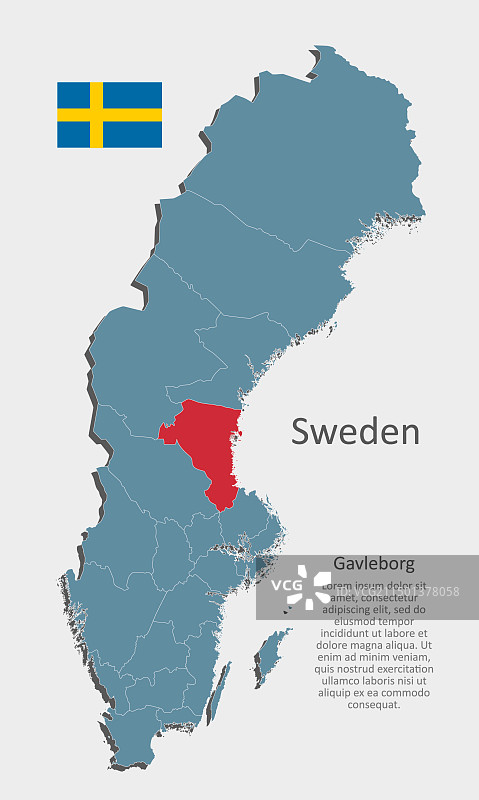 瑞典耶夫勒堡省地图图片素材