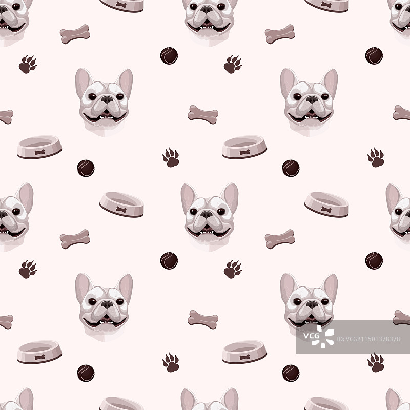斗牛犬头像无缝图案图片素材