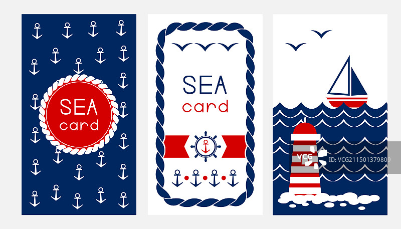 蓝色海洋卡片系列竖版宣传单图片素材