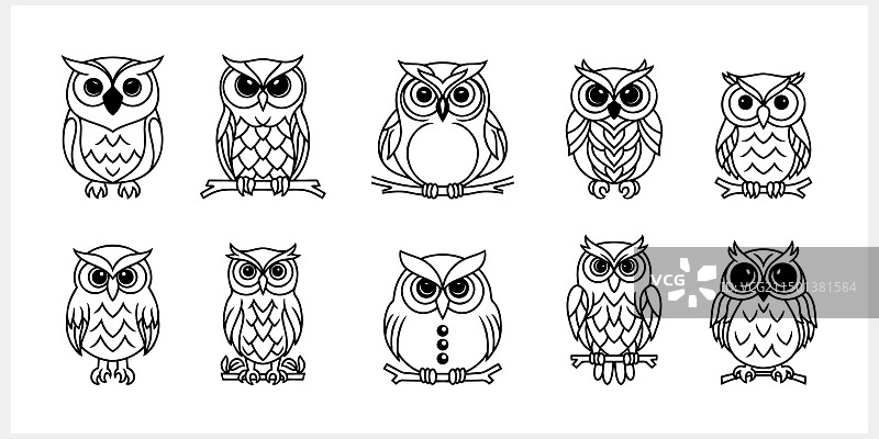 猫头鹰涂鸦图标图片素材