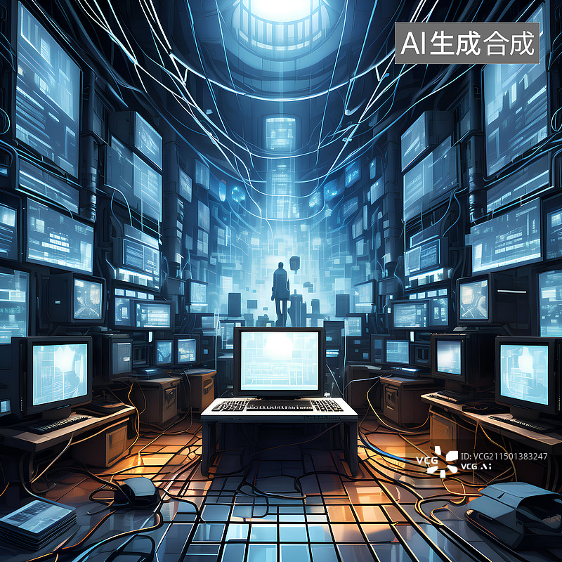 【AI数字艺术】计算机设备中的网络空间图片素材