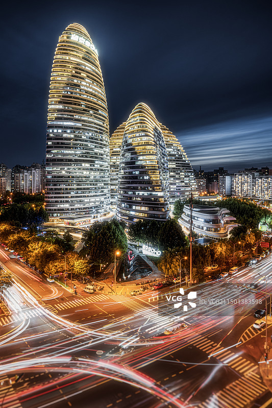 望京soho车流图片素材