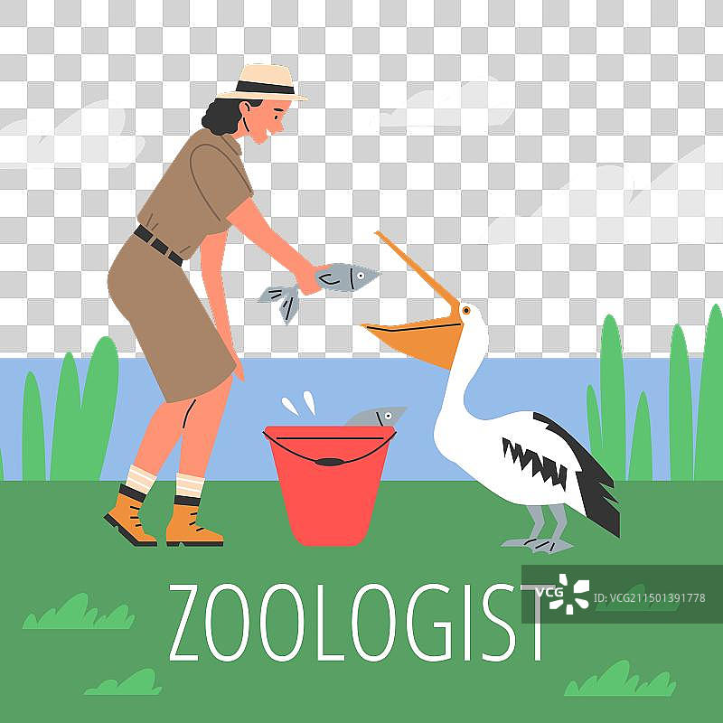 扁平风动物学家女孩图片素材