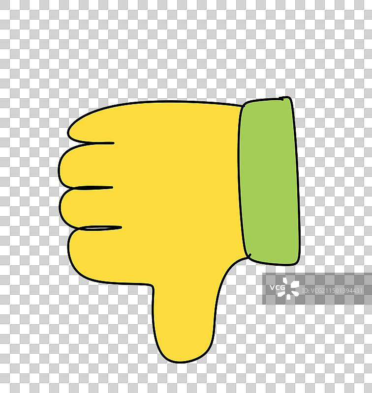 手，差评，批评，否定，可爱。卡通，手绘，漫画，描边，设计，元素，插画，图片素材