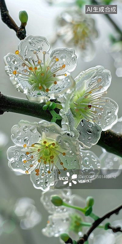 【AI数字艺术】玻璃花朵 写实 透明图片素材