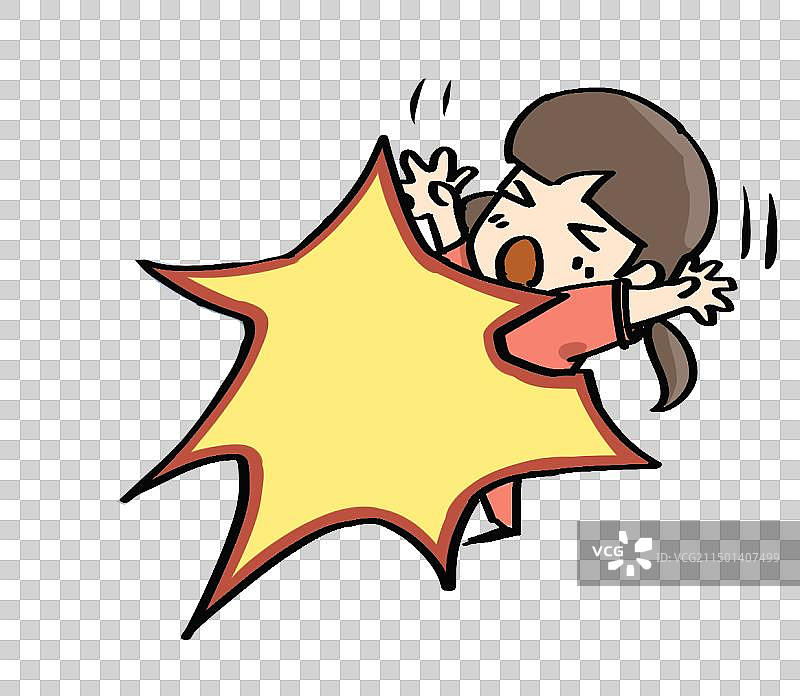 小女孩被撞倒手绘元素图片素材