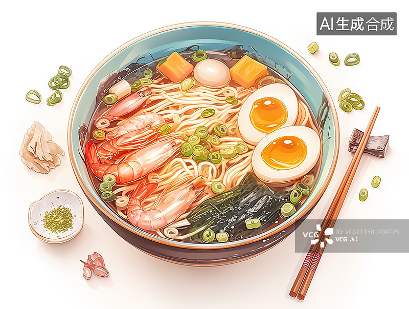 【AI数字艺术】海鲜面插画图片素材