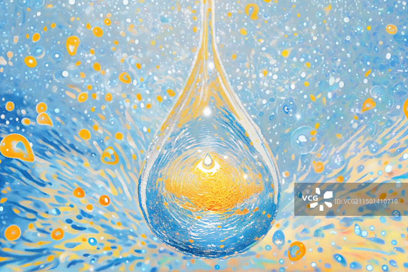 旋转背景水滴飞溅酷炫蓝色黄色炫彩海洋插画素材图片素材