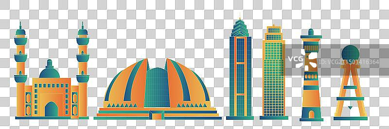 新疆中国风城市复古打卡地标旅游建筑群图片素材
