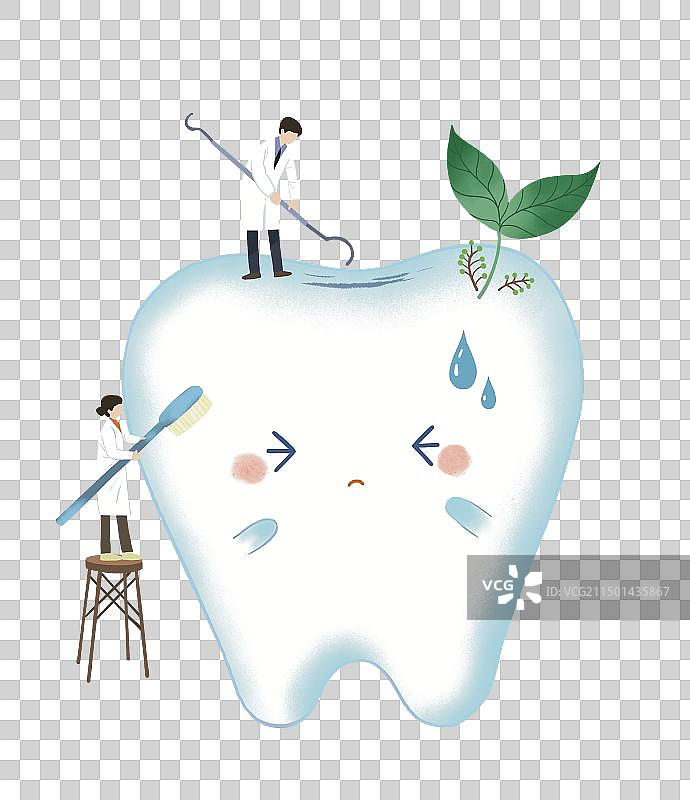 彩色卡通插画牙医牙病清洁医院儿童爱牙日保护牙齿健康生活习惯元素免扣图片素材