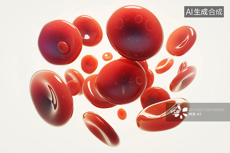 【AI数字艺术】白色背景下的红细胞艺术插画插图图片素材