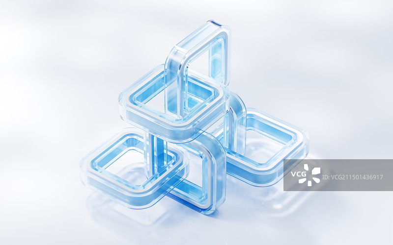 抽象方框玻璃几何体三维渲染图片素材