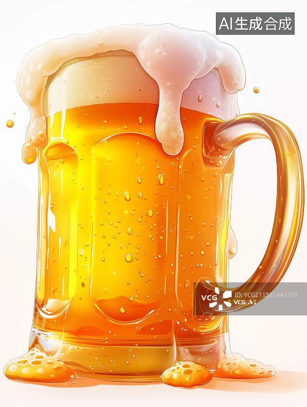 【AI数字艺术】啤酒杯气泡插画图片素材