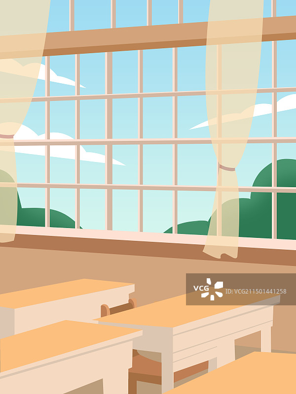 教室扁平风插画图片素材