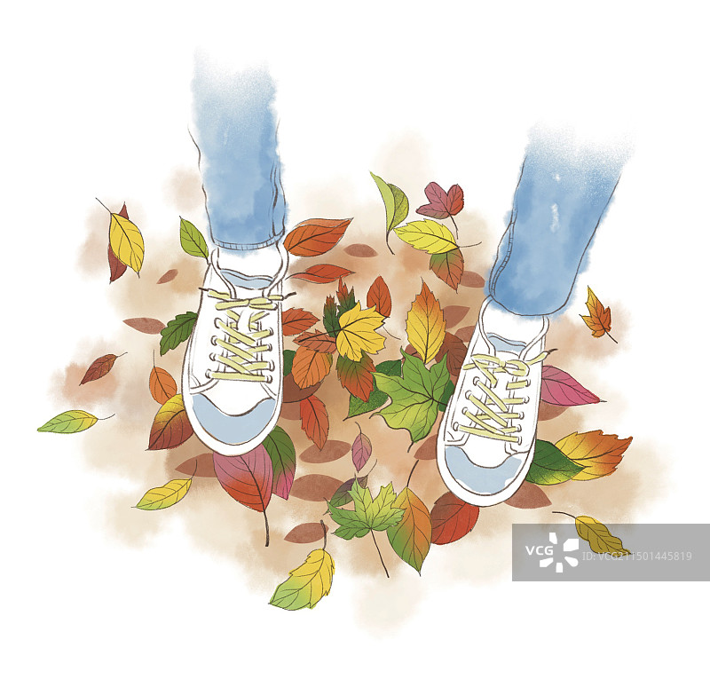 彩色卡通 插画 秋季季节台历时光收获麦穗谷穗苹果户外游玩公园枫叶黄色长椅插图扁平风图片素材