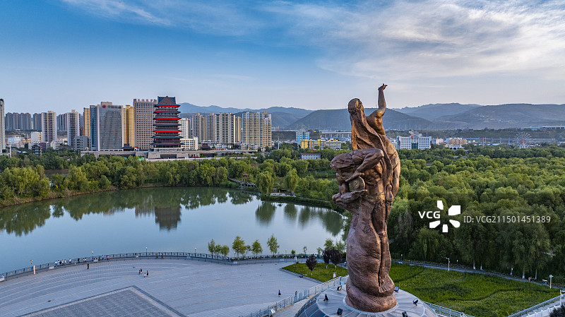 甘肃兰州黄河楼银滩湿地公园图片素材