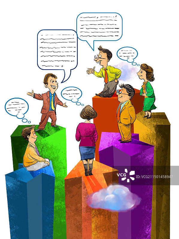 办公室，团队合作，头脑风暴，商务卡通人士在讨论图片素材