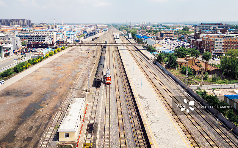 航拍中东铁路上的城市长春德惠图片素材