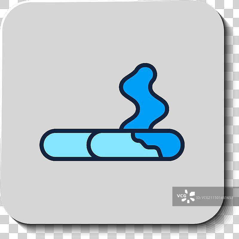 蓝色背景填充描边香烟图标图片素材