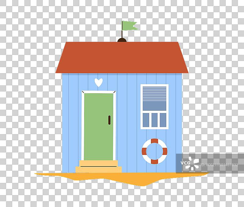 带救生圈的沙滩小屋图片素材