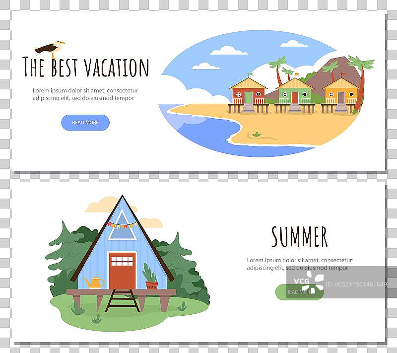 扁平风格木屋海报合集图片素材