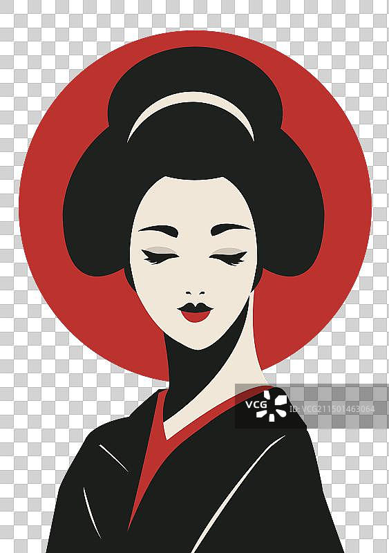 穿和服的日本艺伎肖像图片素材