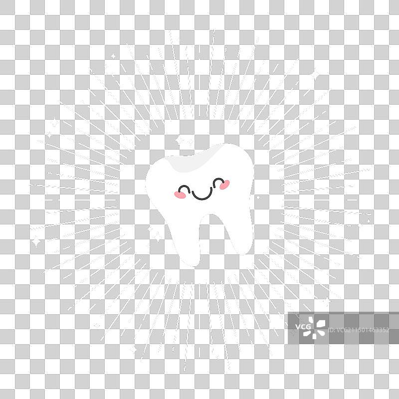 闪亮的卡通牙齿，健康快乐又可爱图片素材