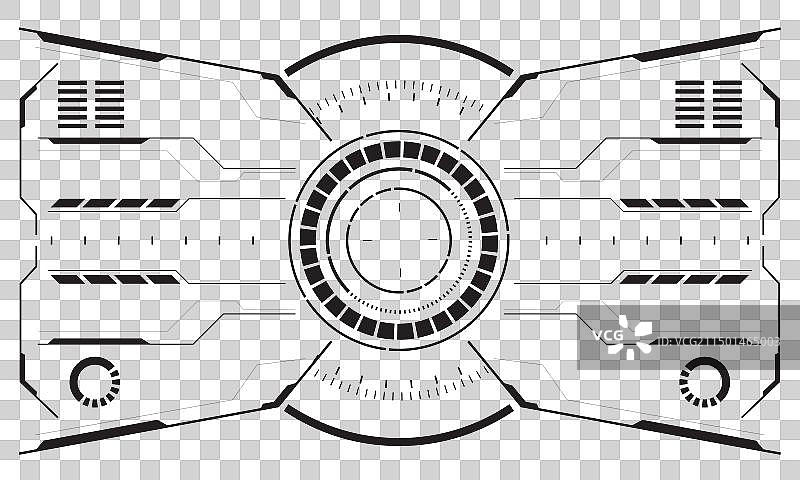 科幻HUD界面白色圆形屏幕视图图片素材
