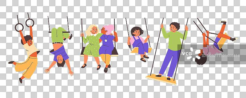 荡秋千的儿童图片素材