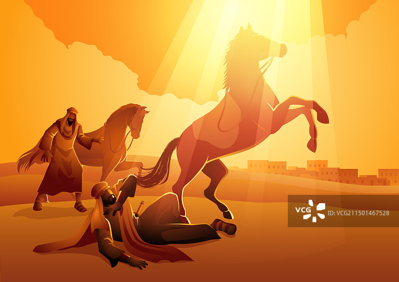 圣经剪影：扫罗在大马士革之路图片素材