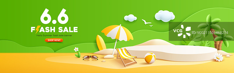 夏季促销沙滩绿地展示台图片素材