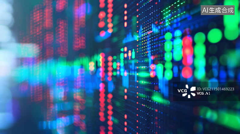 【AI数字艺术】蓝色科技抽象光子大数据网络创意图图片素材