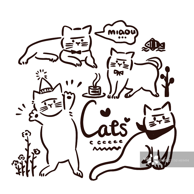 极简风猫咪的日常图片素材