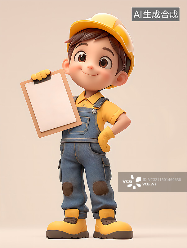 【AI数字艺术】3D卡通建筑工程师图片素材