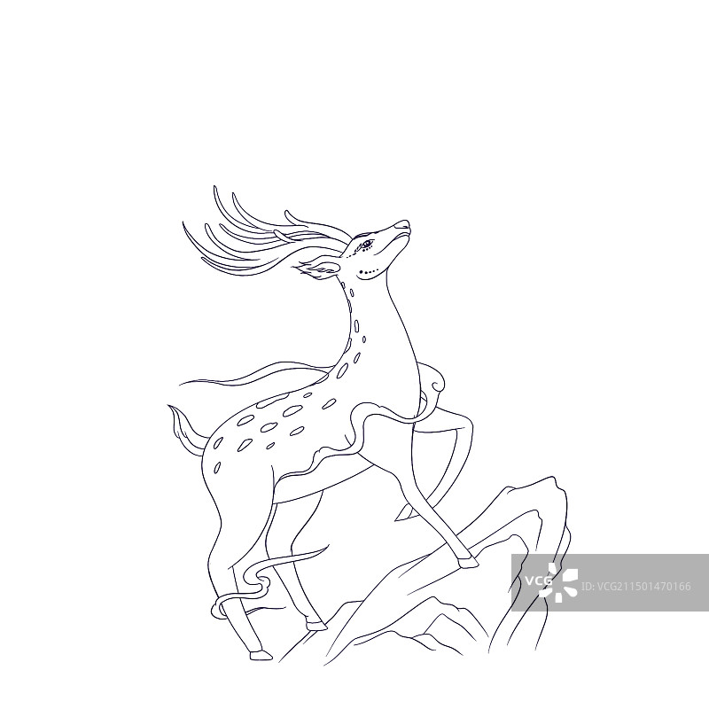 鹿线稿插画设计图片素材