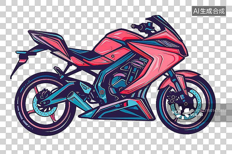 【AI数字艺术】时尚摩托车的卡通免抠素材图片素材