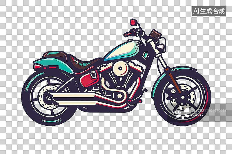 【AI数字艺术】时尚摩托车的卡通免抠素材图片素材