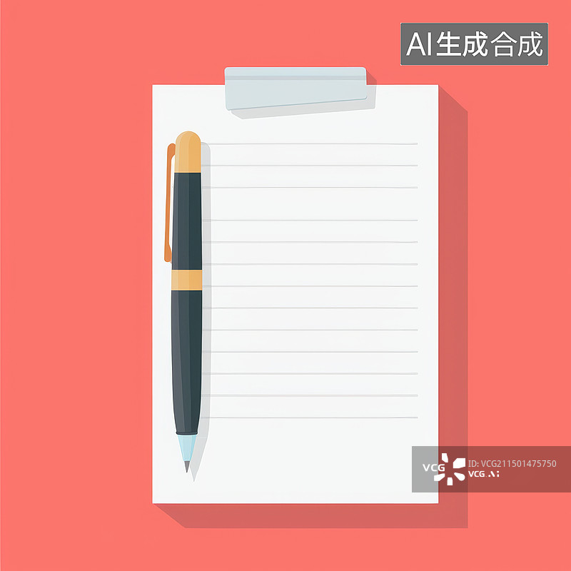 【AI数字艺术】笔和纸的文档图标图片素材