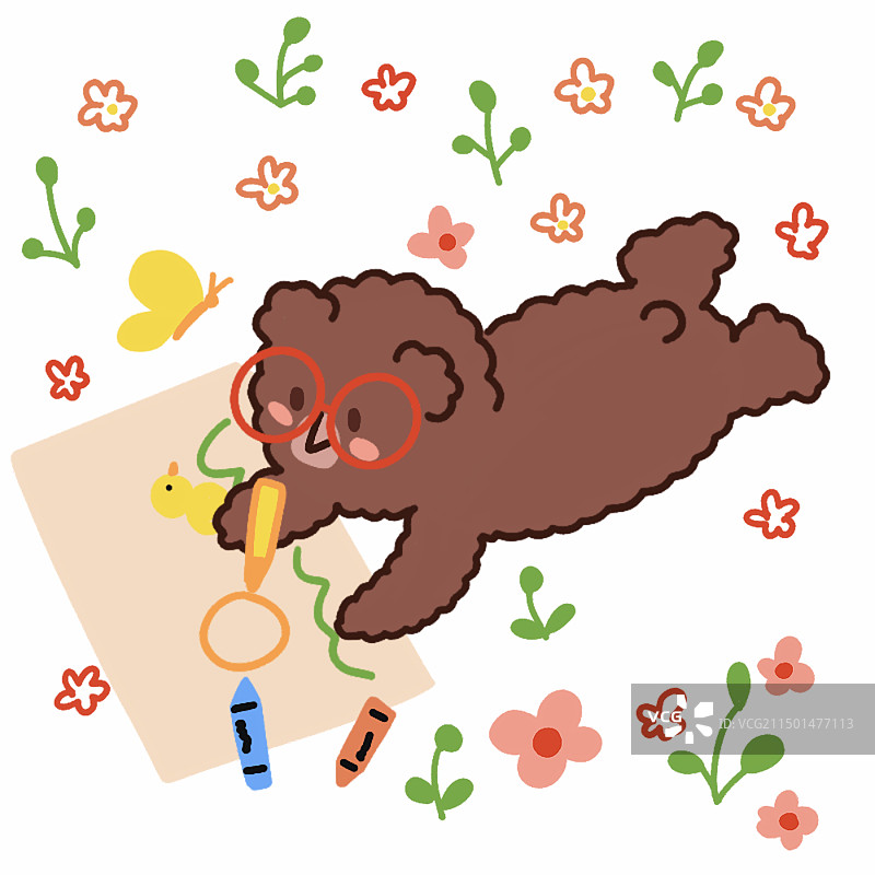 画画的小熊图片素材